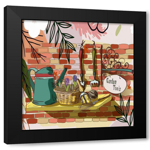 Garden Tools 485 Black Modern Wood Framed Art Print by Bolokofsky, Ronald
