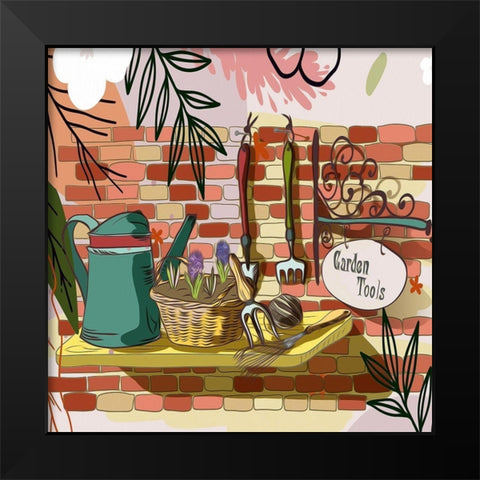 Garden Tools 485 Black Modern Wood Framed Art Print by Bolokofsky, Ronald