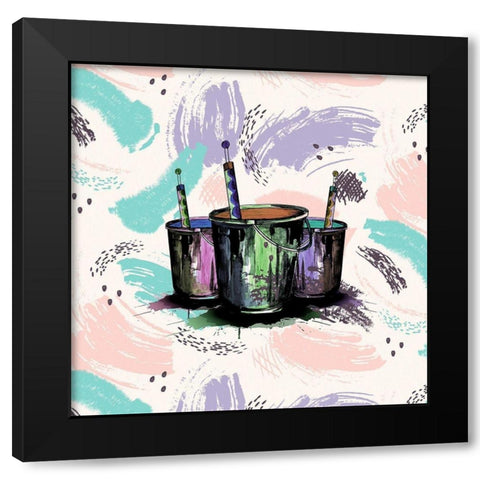 Happy Brushstrokes 255 Black Modern Wood Framed Art Print with Double Matting by Bolokofsky, Ronald