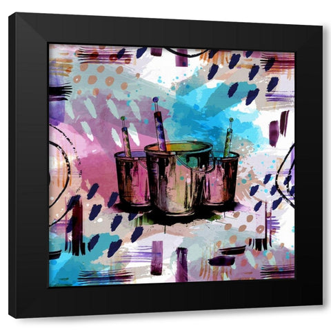 Happy Brushstrokes 256 Black Modern Wood Framed Art Print with Double Matting by Bolokofsky, Ronald