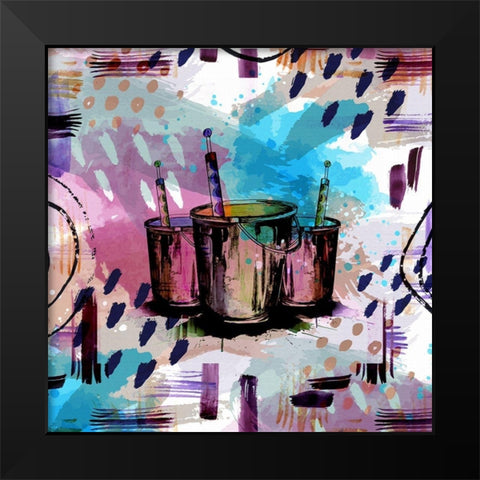 Happy Brushstrokes 256 Black Modern Wood Framed Art Print by Bolokofsky, Ronald