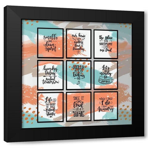 Laundry Signs 57 Black Modern Wood Framed Art Print with Double Matting by Bolokofsky, Ronald