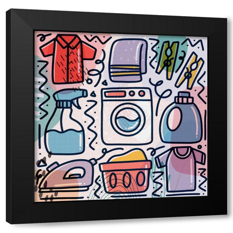 Laundry Black Modern Wood Framed Art Print with Double Matting by Bolokofsky, Ronald