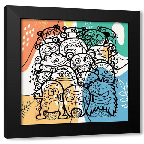 Little Monsters Black Modern Wood Framed Art Print by Bolokofsky, Ronald