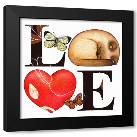 Love 323 Black Modern Wood Framed Art Print with Double Matting by Bolokofsky, Ronald