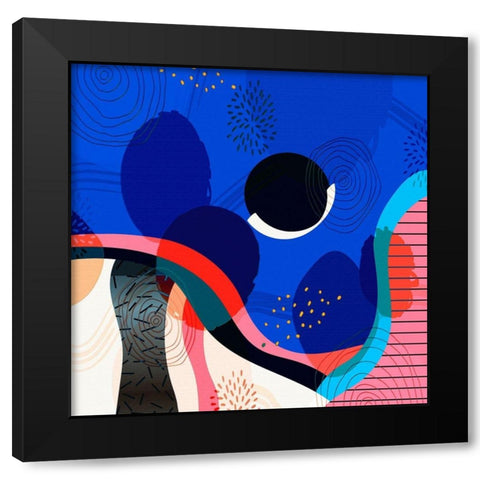 Mid Century Abstract 581 Black Modern Wood Framed Art Print with Double Matting by Bolokofsky, Ronald