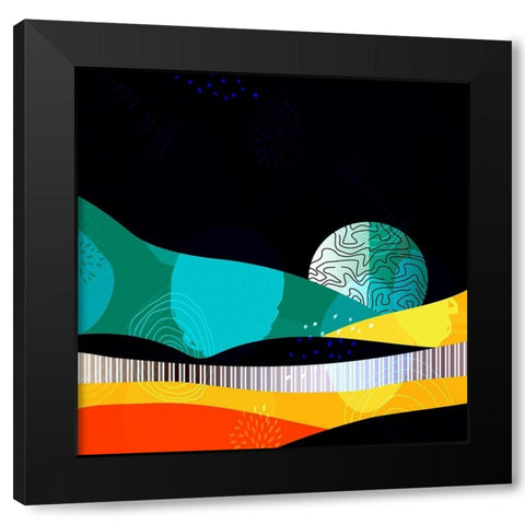 Mid Century Abstract 584 Black Modern Wood Framed Art Print with Double Matting by Bolokofsky, Ronald