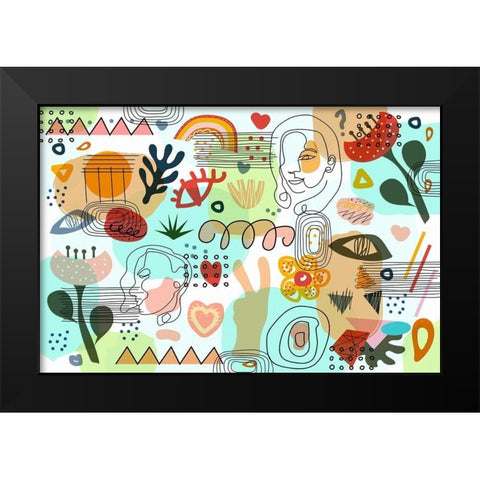 Mid Century Shapes 52 Black Modern Wood Framed Art Print by Bolokofsky, Ronald