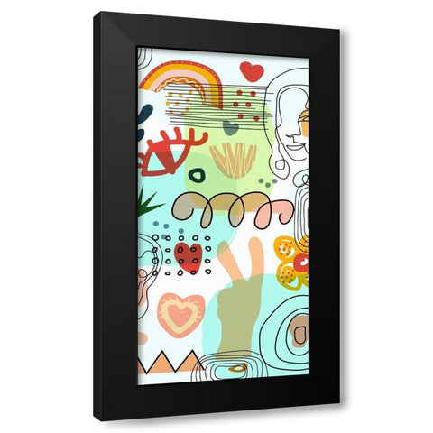 Mid Century Shapes 52B Black Modern Wood Framed Art Print by Bolokofsky, Ronald