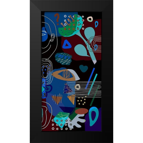 Mid Century Shapes 62C Black Modern Wood Framed Art Print by Bolokofsky, Ronald