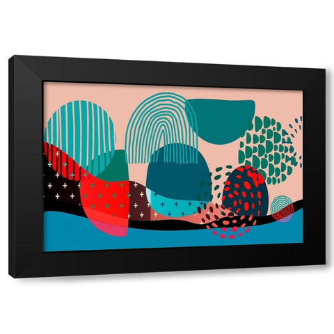 Mid Century Shapes 536 Black Modern Wood Framed Art Print with Double Matting by Bolokofsky, Ronald