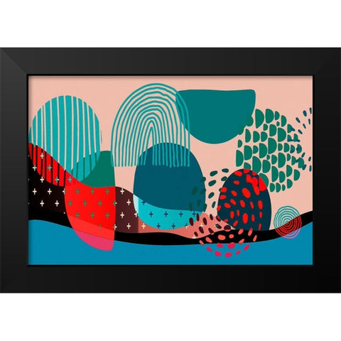 Mid Century Shapes 536 Black Modern Wood Framed Art Print by Bolokofsky, Ronald