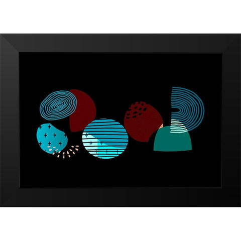 Mid Century Shapes 635 Black Modern Wood Framed Art Print by Bolokofsky, Ronald