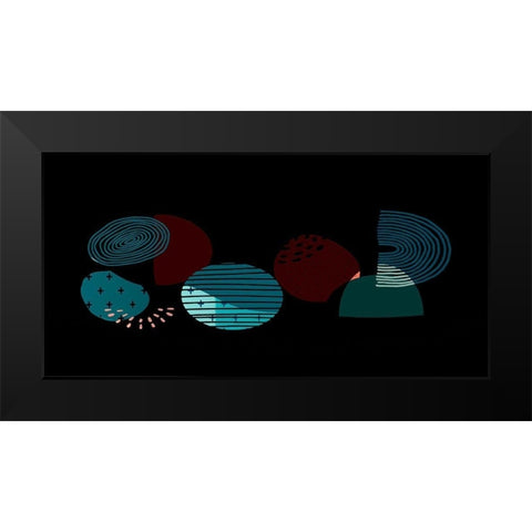 Mid Century Shapes 735 Black Modern Wood Framed Art Print by Bolokofsky, Ronald