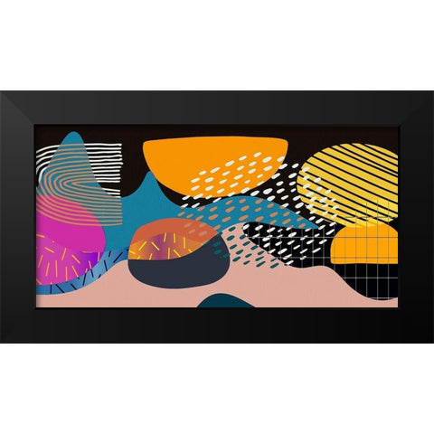 Mid Century Shapes 831 Black Modern Wood Framed Art Print by Bolokofsky, Ronald