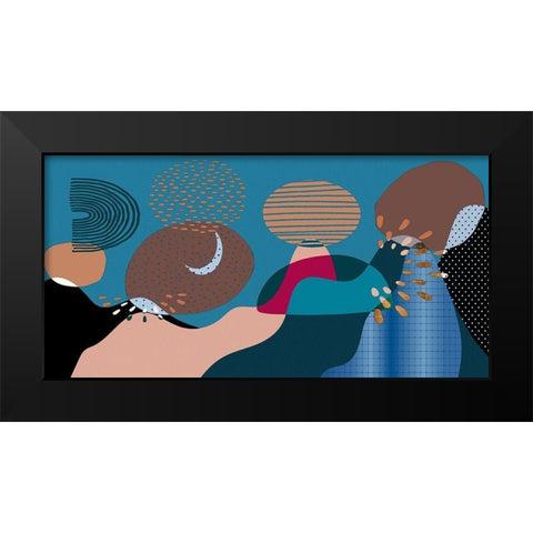Mid Century Shapes 833 Black Modern Wood Framed Art Print by Bolokofsky, Ronald