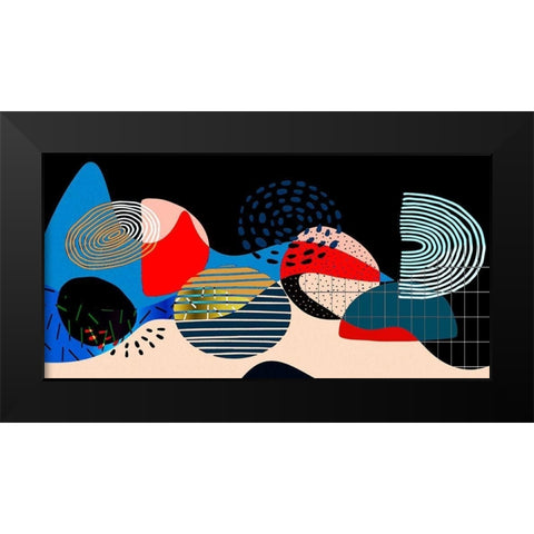 Mid Century Shapes 835 Black Modern Wood Framed Art Print by Bolokofsky, Ronald