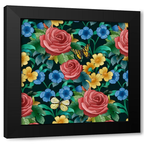 Rose Garden Black Modern Wood Framed Art Print by Bolokofsky, Ronald