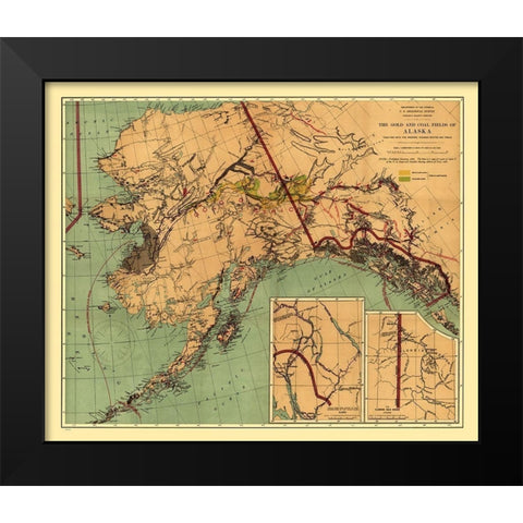 Alaska Gold Coal - Walcott 1898  Black Modern Wood Framed Art Print by Walcott