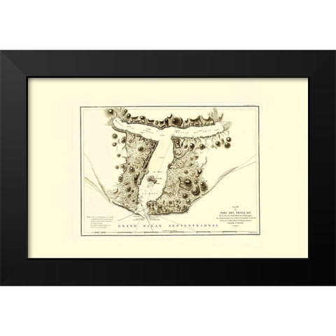 Lituya Bay - Depot De La Marine 1797 Black Modern Wood Framed Art Print by Depot De La Marine