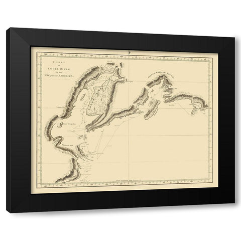 Cook Inlet Alaska - Nicol  1785 Black Modern Wood Framed Art Print by Nicol