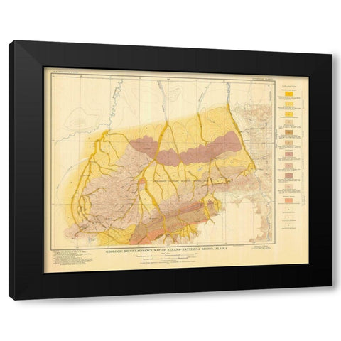 Nenana-Kantishna Region Alaska - USGS 1919 Black Modern Wood Framed Art Print with Double Matting by USGS