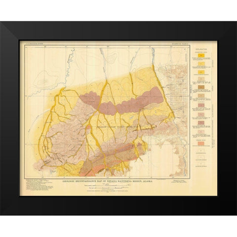 Nenana-Kantishna Region Alaska - USGS 1919 Black Modern Wood Framed Art Print by USGS