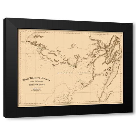 Norton Sound Alaska - Bulkley 1867 Black Modern Wood Framed Art Print with Double Matting by Bulkley