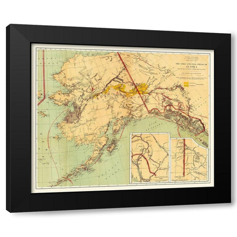 Gold and Coal Fields Alaska - Walcott 1898 Black Modern Wood Framed Art Print with Double Matting by Walcott