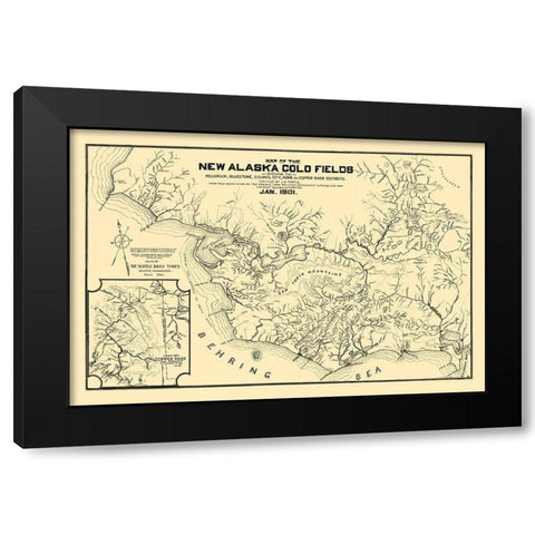 New Alaska Gold Fields - Temple 1901 Black Modern Wood Framed Art Print with Double Matting by Temple