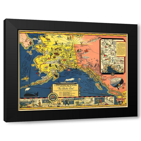 Alaska Steamship Co - Farwest 1934 Black Modern Wood Framed Art Print by Farwest