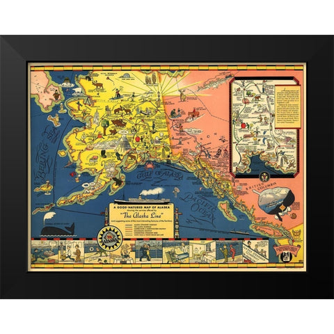 Alaska Steamship Co - Farwest 1934 Black Modern Wood Framed Art Print by Farwest