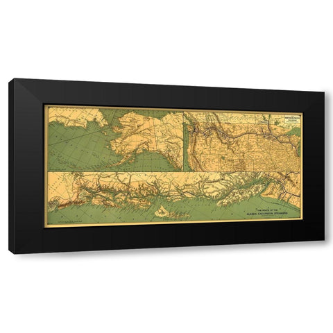 Alaska Excursion Steamers, N Pacific Railroad Black Modern Wood Framed Art Print with Double Matting by Fee
