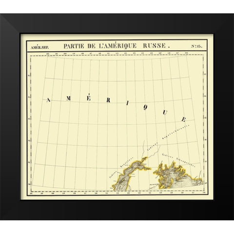 Alaska Southern Part No.13 - Vandermaelen 1827 Black Modern Wood Framed Art Print by Vandermaelen