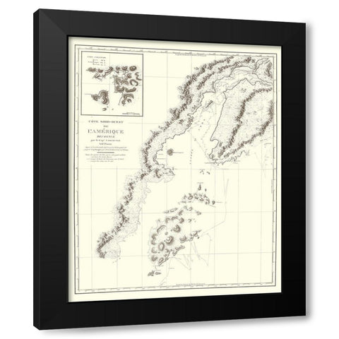 Alaska Southern Part - Depot de la Marine 1828 Black Modern Wood Framed Art Print with Double Matting by Depot de la Marine