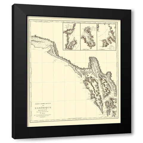 Alaska Southern Portion No 6 - Vancouver 1800 Black Modern Wood Framed Art Print by Vancouver