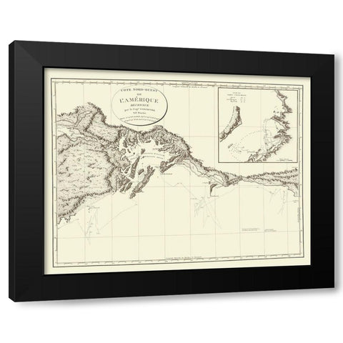 Prince WilliamS Sound Alaska - Vancouver 1800 Black Modern Wood Framed Art Print by Vancouver