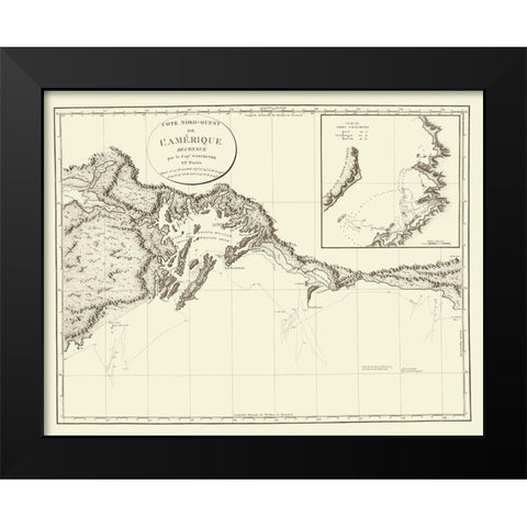 Prince WilliamS Sound Alaska - Vancouver 1800 Black Modern Wood Framed Art Print by Vancouver
