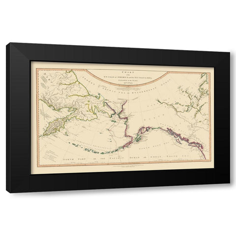 Alaska, Russia - Faden 1794 Black Modern Wood Framed Art Print with Double Matting by Faden