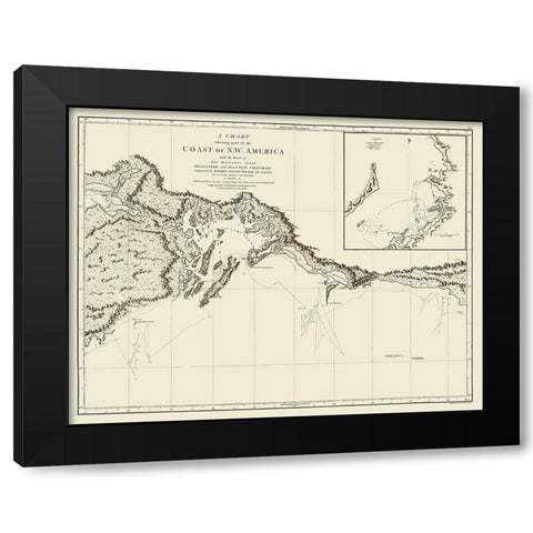 Alaskan Coast - Vancouver 1798 Black Modern Wood Framed Art Print by Vancouver