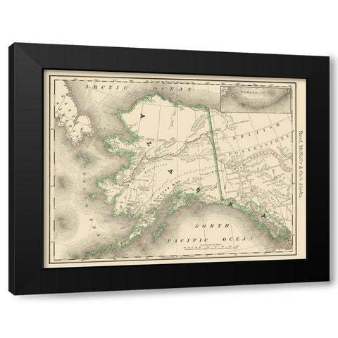Alaska - Rand McNally 1879 Black Modern Wood Framed Art Print by Rand McNally