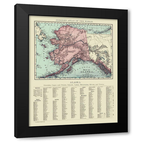 Alaska - Rand McNally 1892 Black Modern Wood Framed Art Print with Double Matting by Rand McNally