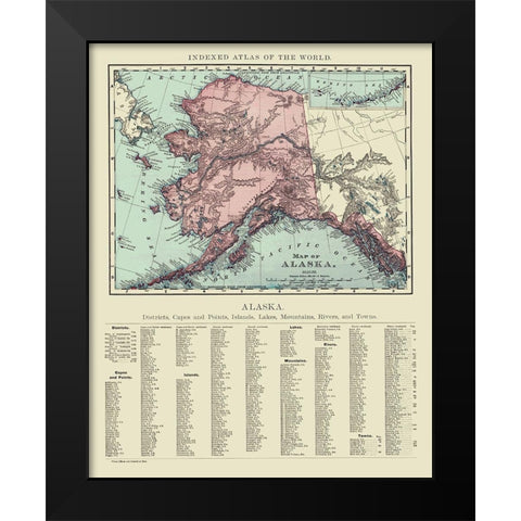 Alaska - Rand McNally 1892 Black Modern Wood Framed Art Print by Rand McNally