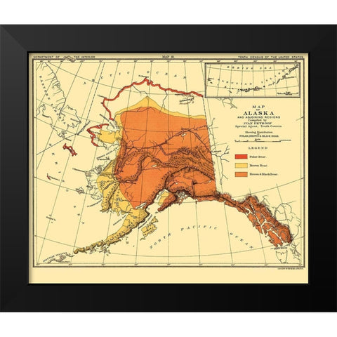Alaska Bear Habitat - Bien 1882 Black Modern Wood Framed Art Print by Bien