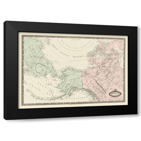 North America, Eastern Russia - Renouard 1860 Black Modern Wood Framed Art Print with Double Matting by Renouard