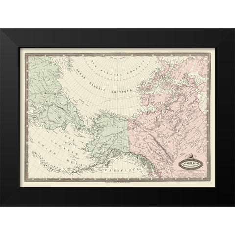 North America, Eastern Russia - Renouard 1860 Black Modern Wood Framed Art Print by Renouard