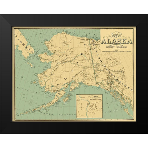 Alaska, British Possessions, Russia - Punnet 1897 Black Modern Wood Framed Art Print by Punnet