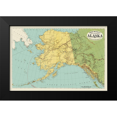 Alaska, Siberia - Rand McNally 1897 Black Modern Wood Framed Art Print by Rand McNally