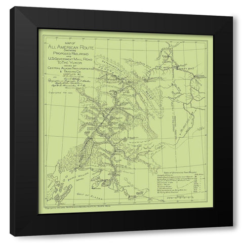 Proposed Railroad and Mail Road - Millard 1899 Black Modern Wood Framed Art Print by Millard