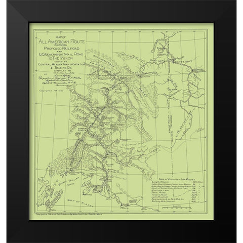 Proposed Railroad and Mail Road - Millard 1899 Black Modern Wood Framed Art Print by Millard